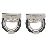 サルヴァトーレフェラガモ ガンチーニ カフス シルバー ブラック メタル レザー メンズ Salvatore Ferragamo 【中古】